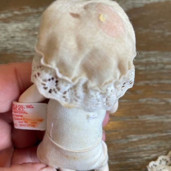 Vintage RUSS Baby Doll Porcelain Bisque Head Arms Leg Cloth Body Blue Eyes Dress - Picture 6 of 10